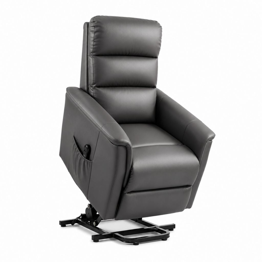 Fauteuil releveur inclinable électrique gris en cuir PU 78 x 90 x 104 cm