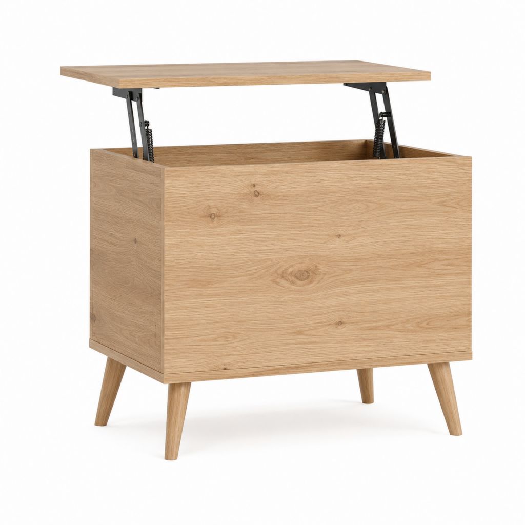 Table basse relevable chêne clair en panneaux de particules 100 x 50 x 45 cm