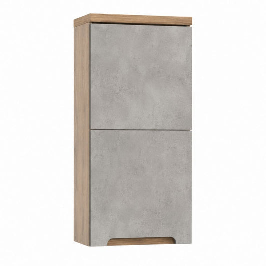 Armoire murale de salle de bain rectangulaire à 2 portes grise et chêne en panneau de particules mélaminé 40 x 80 x 20 cm