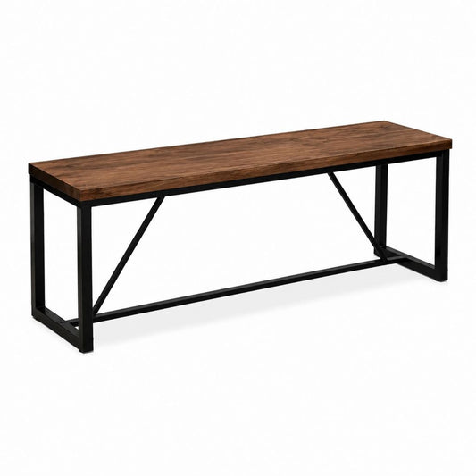 Banc de bout de lit rectangulaire brun et noir en panneaux MDF et acier 120 x 35 x 45 cm