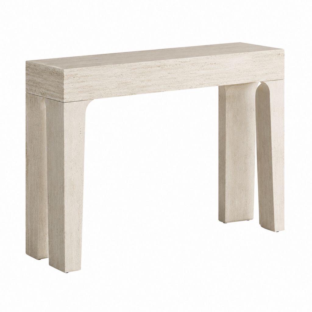 Console d'entrée rectangulaire beige en travertin 120 x 35 x 80 cm