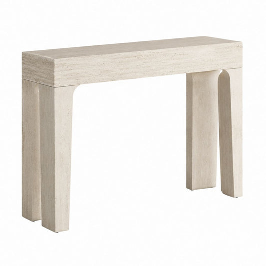 Console d'entrée rectangulaire beige en travertin 120 x 35 x 80 cm