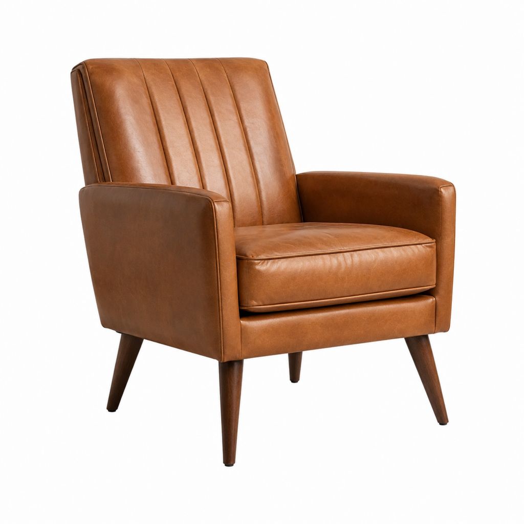Fauteuil de salon marron en cuir PU avec pieds en bois massif 75 x 82 x 92 cm