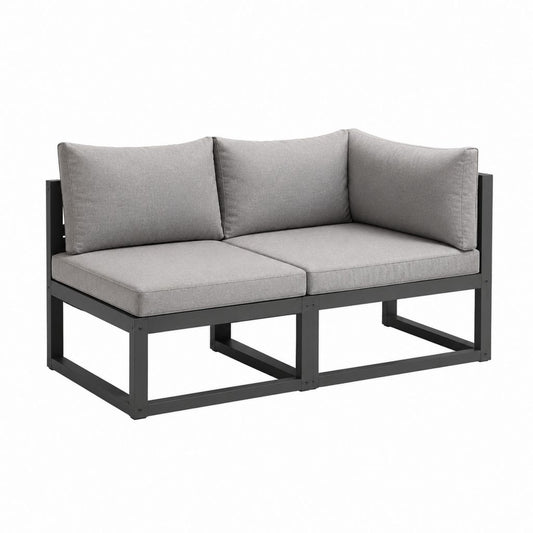 Canapé d'angle de jardin 2 places gris en aluminium et polyester 124 x 70 x 63 cm
