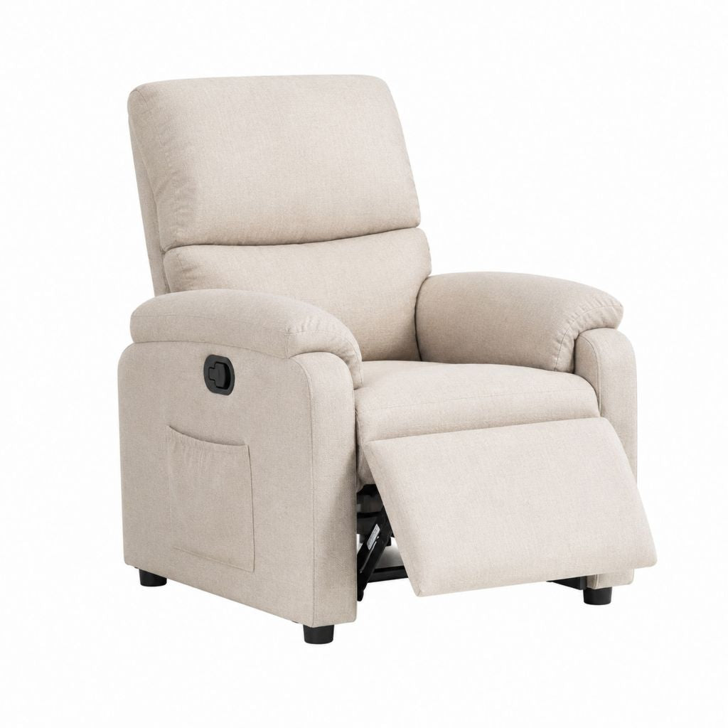Fauteuil relax inclinable manuel beige en polyester 90 x 92 x 102 cm
