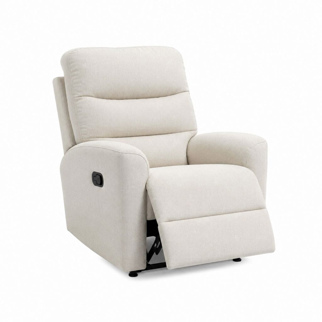Fauteuil relax inclinable manuel beige en polyester avec repose-pieds 78 x 92 x 95 cm