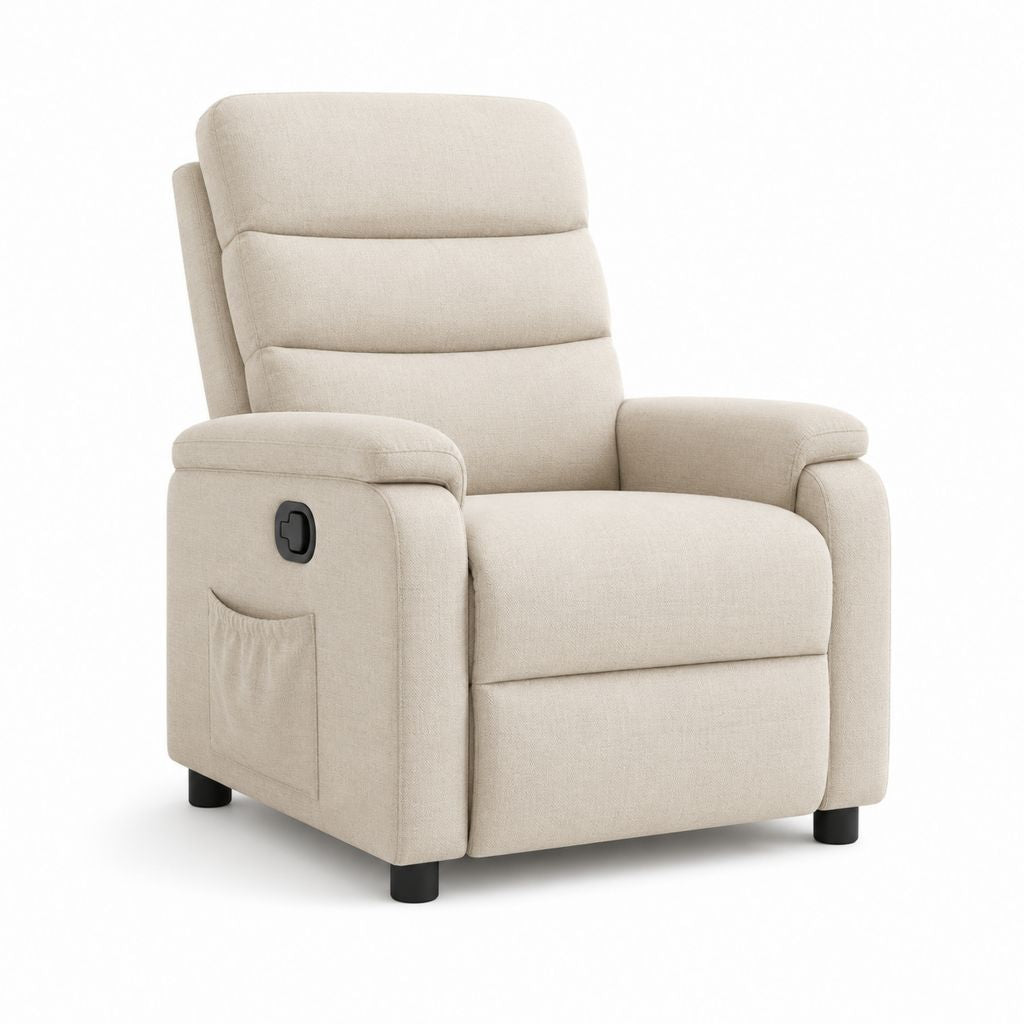 Fauteuil relax inclinable manuel beige en polyester 90 x 95 x 102 cm