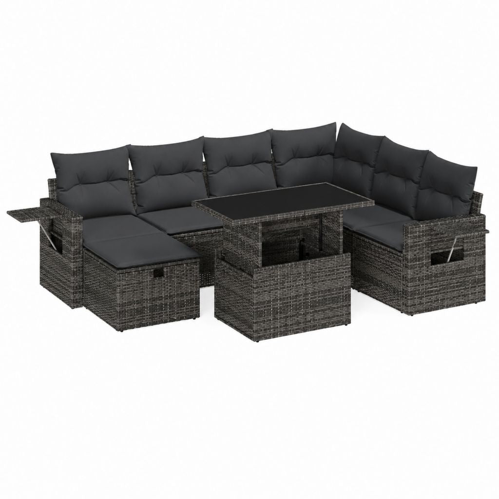 Salon de jardin modulable 6 pièces noir en résine tressée PE modules 70 x 70 x 60 cm table 70 x 70 x 34 cm