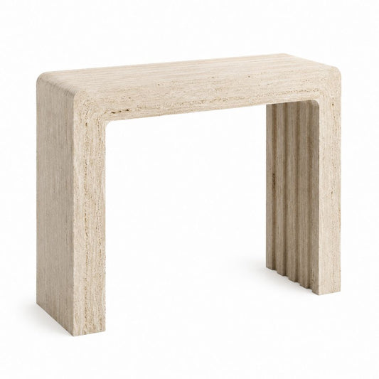 Console rectangulaire beige en travertin 120 x 35 x 80 cm