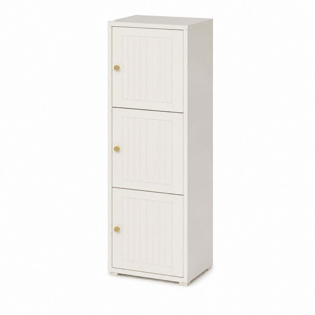 Armoire de rangement rectangulaire blanche en MDF à 3 portes 40 x 35 x 120 cm