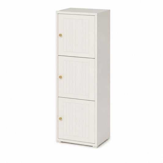 Armoire de rangement rectangulaire blanche en MDF à 3 portes 40 x 35 x 120 cm