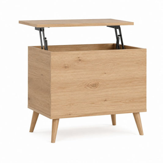 Table basse relevable chêne clair en panneaux de particules 100 x 50 x 45 cm
